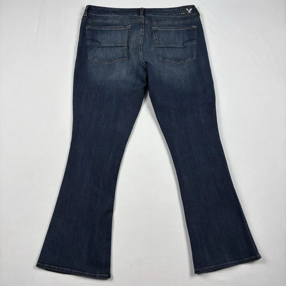 American Eagle Jeans Skinny Kick Boot Cut 360 Super Stretch Womens Size 16 Blue